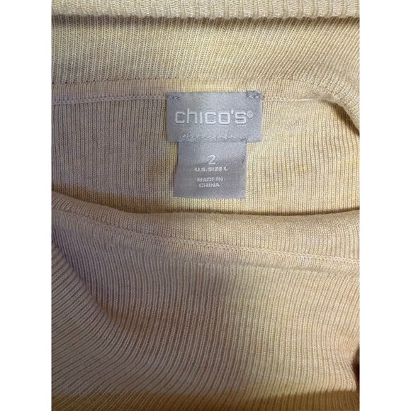 Chicos Women’s 2 Cozy Turtleneck Pullover Long Sleeve Light Sweater Ivory Tan - Picture 3 of 5